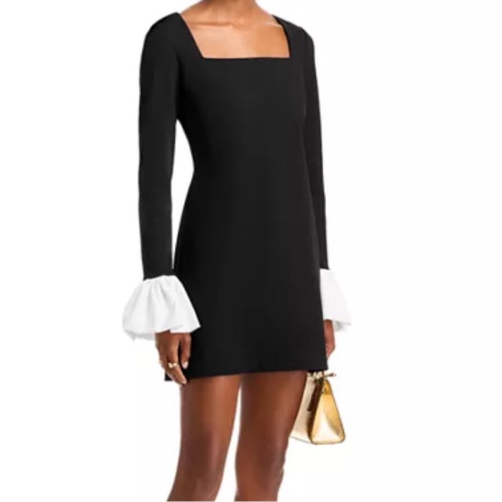 Beatrice Mini Dress — Elegant Black Dress with White Cuffs